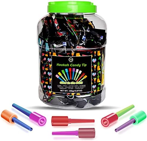 Hookah Tips, (Candy Hookah Tips), Glow in The Dark Jolly Tips, Individually Wrapped Lollipop Hookah Accessories, Delicious Flavors (50)