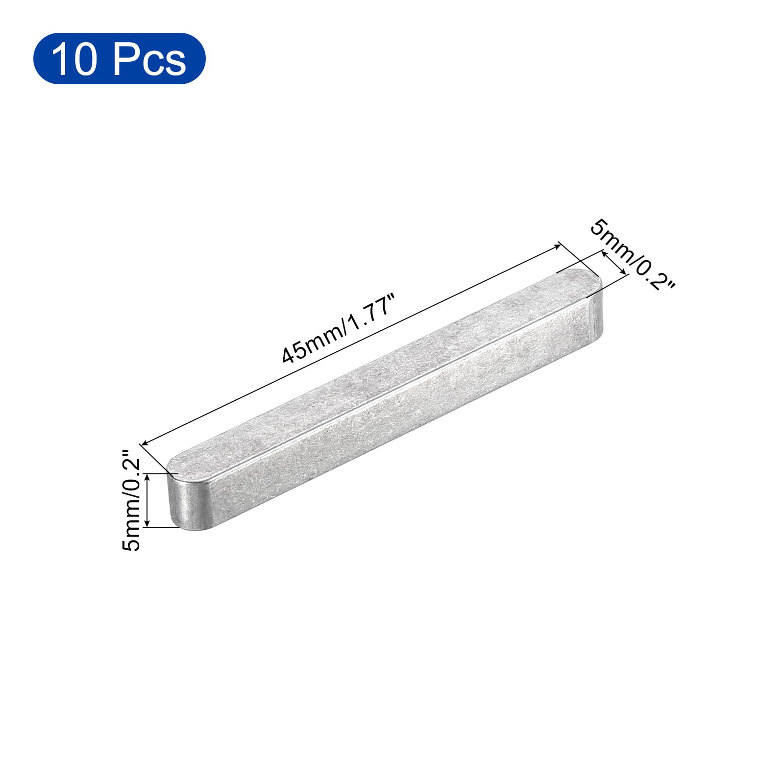 Clavettes Parallèles Acier Inoxydable 5x5x45 Mm – Lot De 10 Pièces, Pour Transmission Mécanique