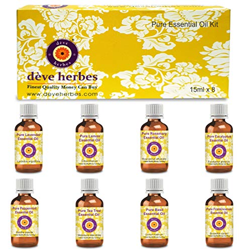 Kit d'huiles essentielles naturelles et pures Deve Herbes huiles de distillation artisanale 8x15ml