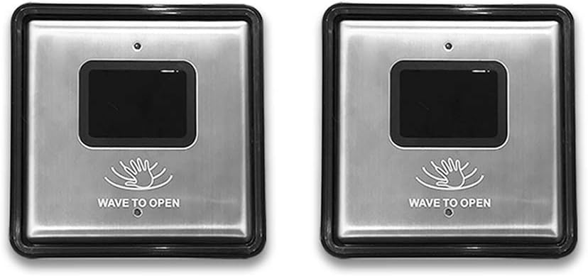 Olideauto Non Contact Wave Sensor Switch,2PCS Wired Square 4.5'' Staineless Steel Sensor Open Door Opener Olide-513