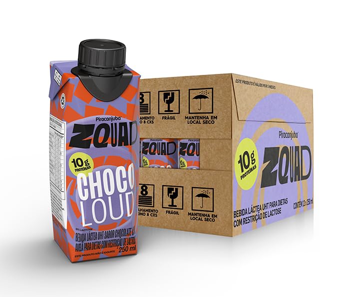 Piracanjuba Bebida Láctea ZQUAD 10g CHOCOLOUD 250ml - 12 unidades