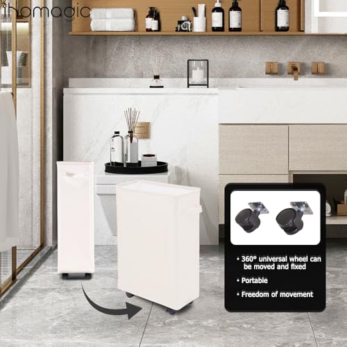 Image of Laundry Basket, Slim Storage Basket with Wheels, Collapsible Rolling Laundry Basket for Clothes, Small Laundry Hamper for Dorm and Laundry Room,Yoga Fitness Storage Organiser, 40L, Beige