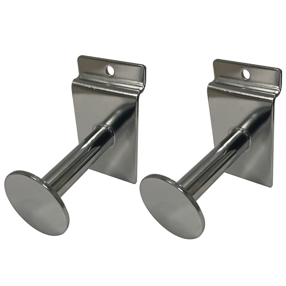 Prolinemax 2 Pcs 3'' Chrome Single Garment Hook Slatwall Fitting Display Hanger Disc End