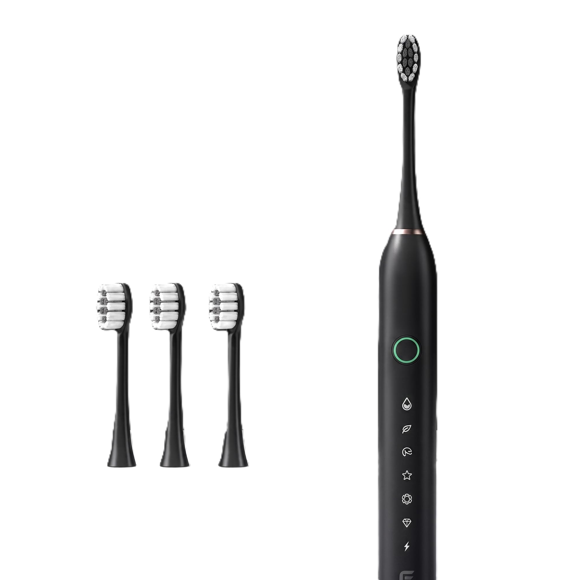 Lucky Gadgets AURA Electric Toothbrush Matte Black 5 Modes | Inductive Charging Base, LED Charge Indicator, 4 Brush Heads Included, Sonic Cleaning, Matte Finish-image-8