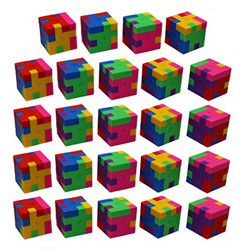 Smart Novelty Cube Puzzle Erasers for Kids School Supplies and Party Favors - Bulk Pack of 24 Colorful Mini Geometric Erasers - Thumbnail 5