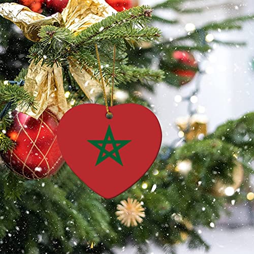 Porcelain Christmas Ornament Love Morocco Country Flag White Ceramic Holiday Hanging Ornament Customized Souvenirs For New Year Christmas Day Decor Perfect #TOP5