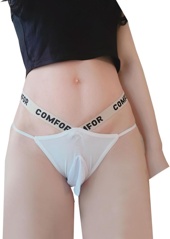 V Cut Femboy Panties Pouch Underwear Low Rise Thong Briefs T Back