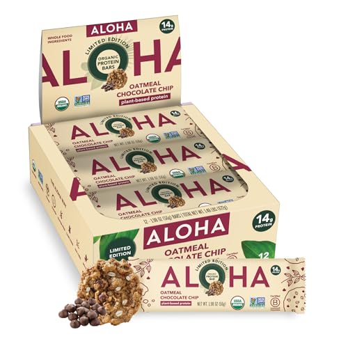 ALOHA Organic Oatmeal Chocolate Chip Protein Bar box