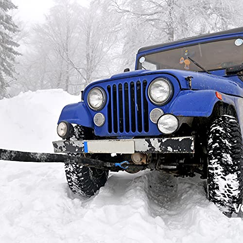 WROUGH Synthetisches Seilwinde, 0,6 cm x 15,2 m, ATV, Seilwinde, 4,5 kg, Dyneema, kinetisches Abschleppseil mit schwarzer Schutzhülle und Edelstahl-Fingerhut für UTV 4WD SUV Geländewagen