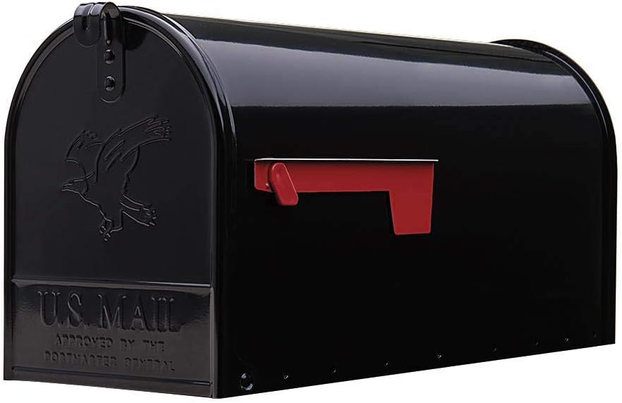 Gibraltar Mailboxes Elite Galvanized Steel Post Mounted Black Mailbox 10-1/2 in. H x 8-1/2 in. W x 22-1/4 in. L