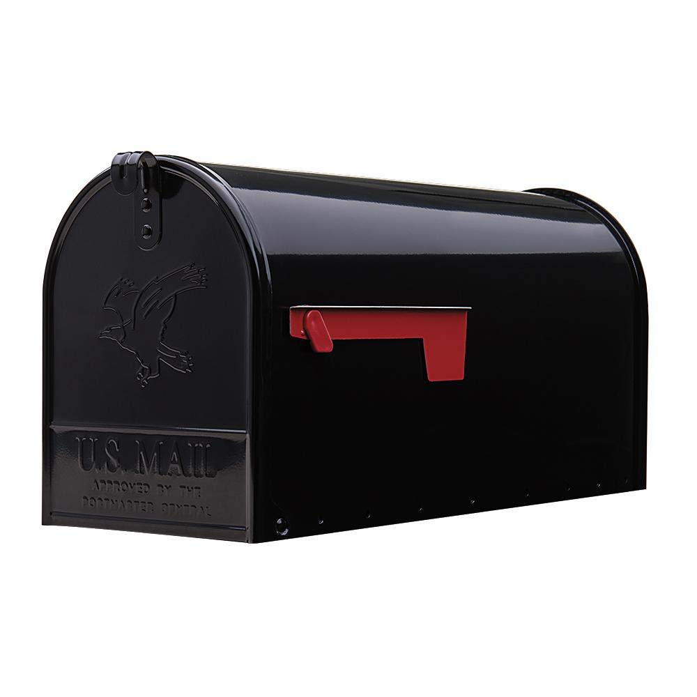 Gibraltar Mailboxes Elite Galvanized Steel Post Mounted Black Mailbox 10-1/2 in. H x 8-1/2 in. W x 22-1/4 in. L