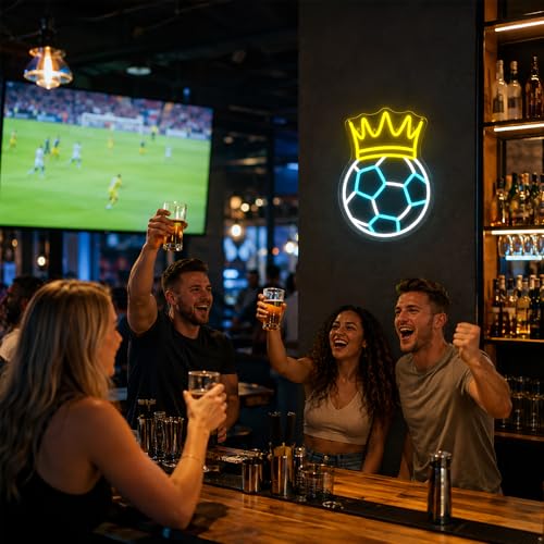 Image of Soccer Neon Sign for Wall Decor Light Up Sign Led Signs for Room Party Home Wall Decor USB Powered