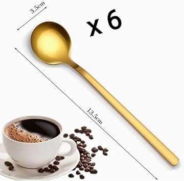 Madymark Gold Çay Kaşığı 6'Lı Kahve Dondurma Tatlı Pasta Şeker Kaşık Set
