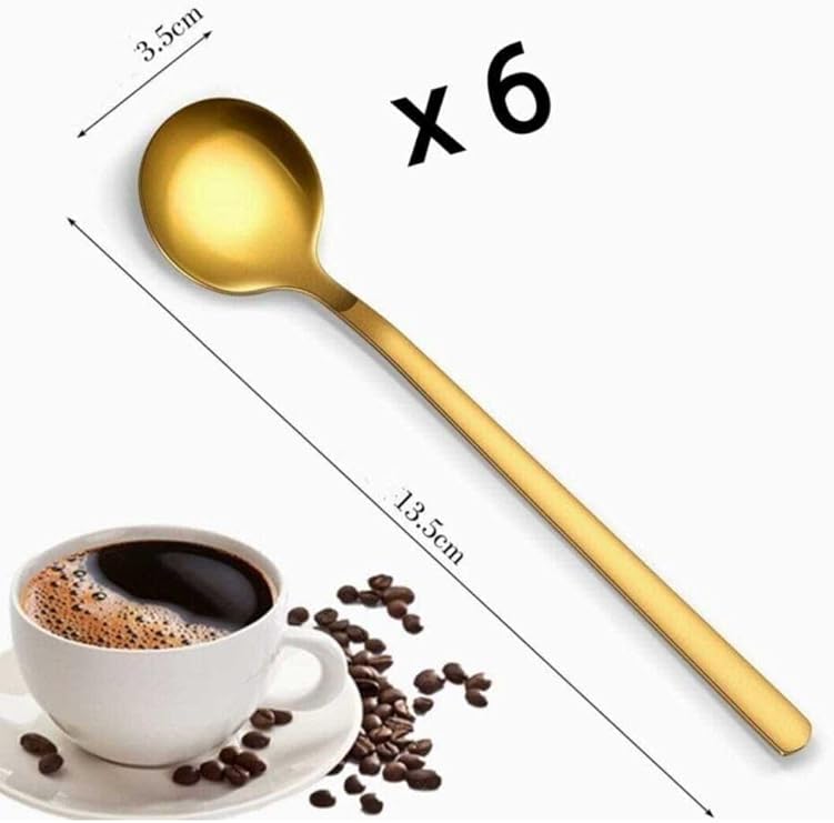 Madymark Gold Çay Kaşığı 6'Lı Kahve Dondurma Tatlı Pasta Şeker Kaşık Set