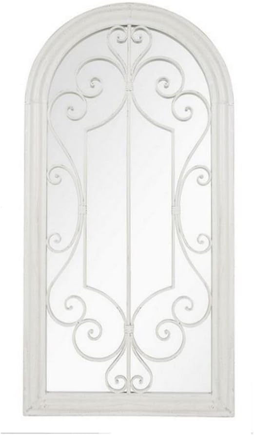 La Hacienda Scrolled Arch Outdoor Garden Mirror, One Size, White