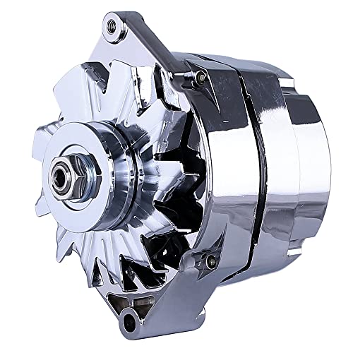 Rareelectrical New Chrome Chevy 1-Wire Or 3-Wire Alternator Compatible With 140 Amp Self Exciting Energizing By Part Number 7127-140Ch #TOP1