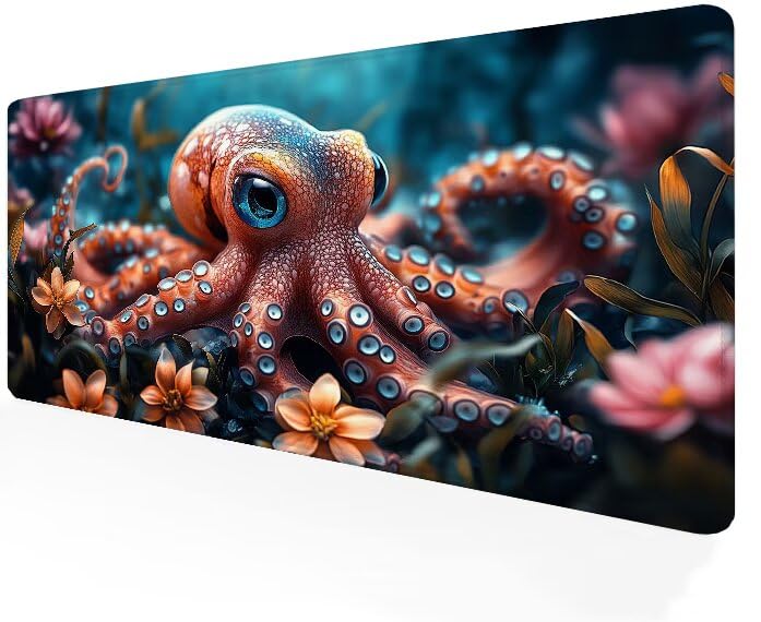 Tapis de Souris Pieuvre Desk Mat Décoratif pour un Bureau Gamer Propre et Lavable