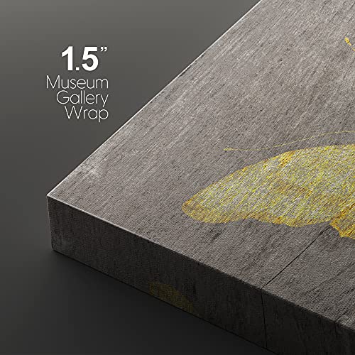 Wall26 Canvas Print Wall Art Set Yellow Butterfly & Dragonfly Duo On Wood Grain Insects Animals Illustrations Minimalism Chic Relax/Calm Multicolor For Living Room, Bedroom, Office - 16"X16"X2 #TOP3