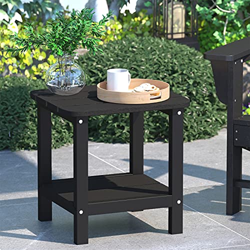 Serwall Double Adirondack Side Table Rectangular End Table, Black #TOP7