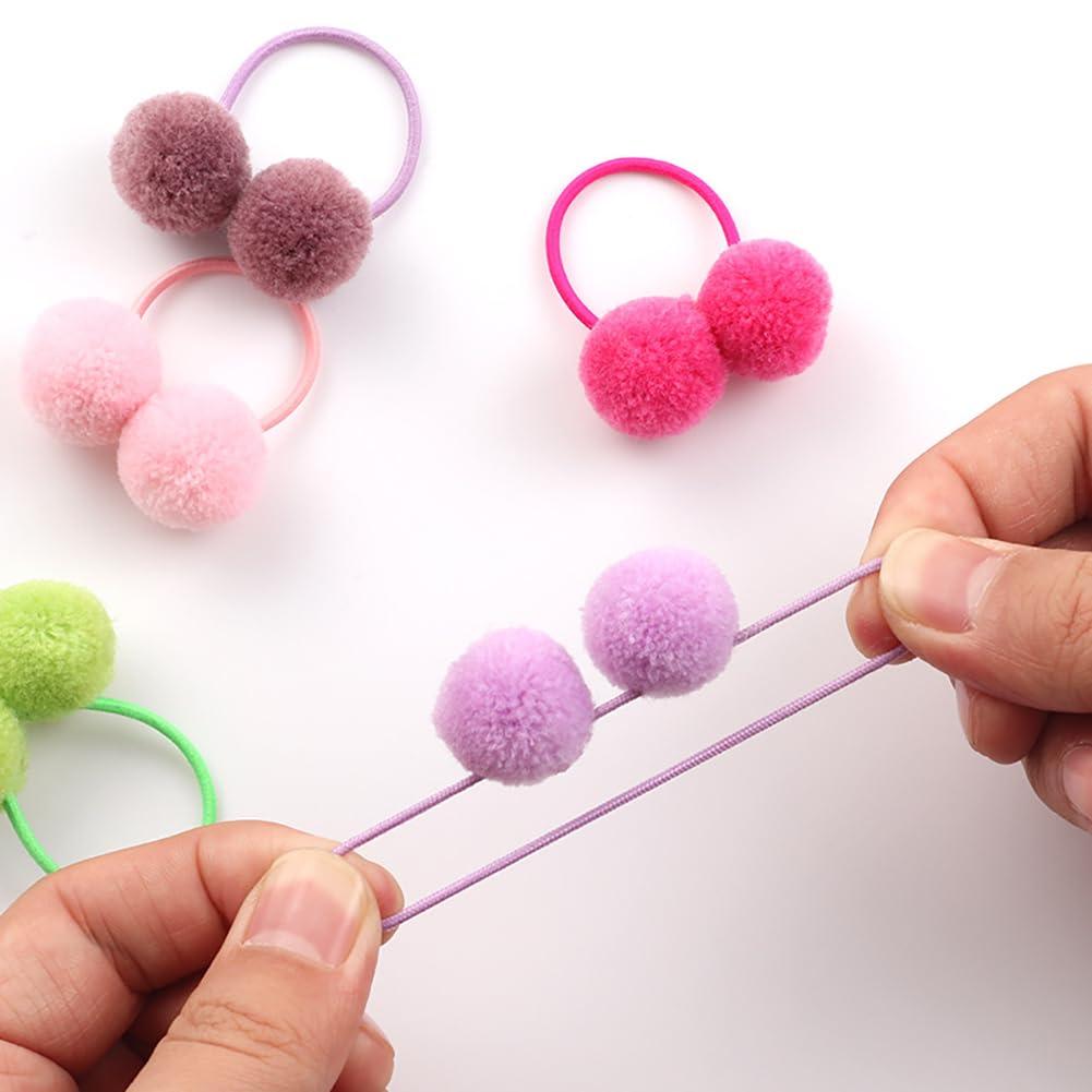 GSHLLO 30 Pcs Small Pom Pom Hair Ties Cute Puppy Hair Bands Dog Grooming Hair Elastics Colorful Dog Hair Bands Dog Rubber Bands Pom Pom Hair Accessories for Cats Puppies