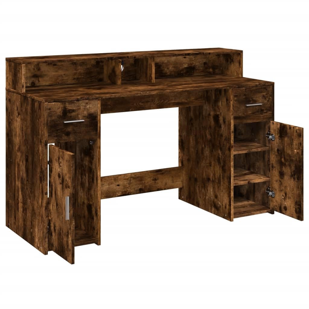 Homgoday Scrivania a LED per computer, ufficio, ufficio, ufficio, soggiorno, studio, incenso, 140 x 55 x 91 cm, materiale in legno