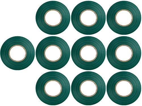 Sunlite 41412-SU 10-Pack PVC Electrical Tape, 60 Feet x 0.75 Inches, for Splicing, Protecting, and Insulating Wires, Abrasion Resistant, Flame Retardant, Weatherproof, UL Listed, Green