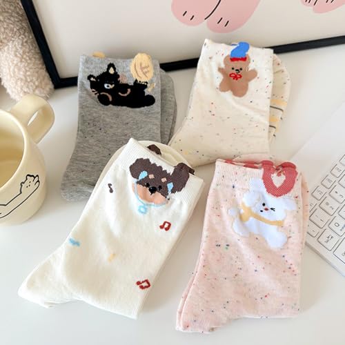 Image of Women's Cute Crew Socks, Casual Athletic Cotton Bowknot Cherry Calf Novelty Socks for Women