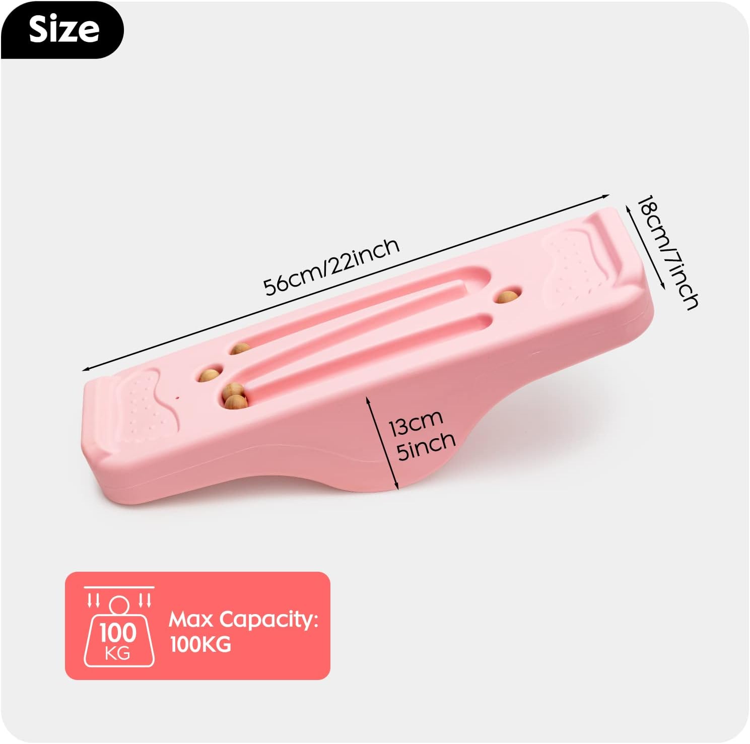 kids rocking seesaw balance board with 5 wooden balls sensory training rocking board balance training equipment children indoor outdoor activity toy (pink)