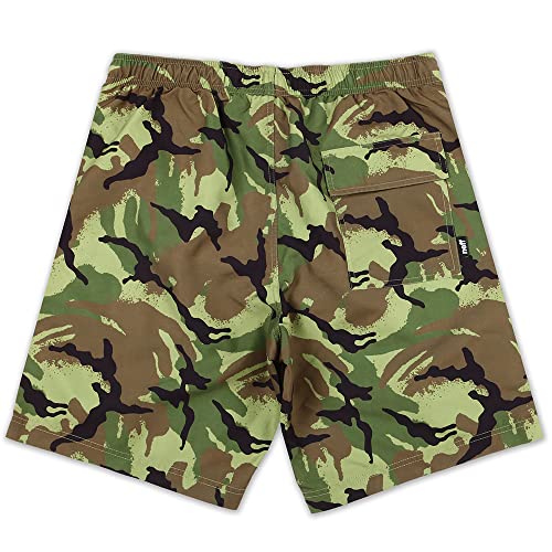 Neff Men's Standard 9" Quick Dry Swim Trunks With Lining, Green Camo, Small #TOP1