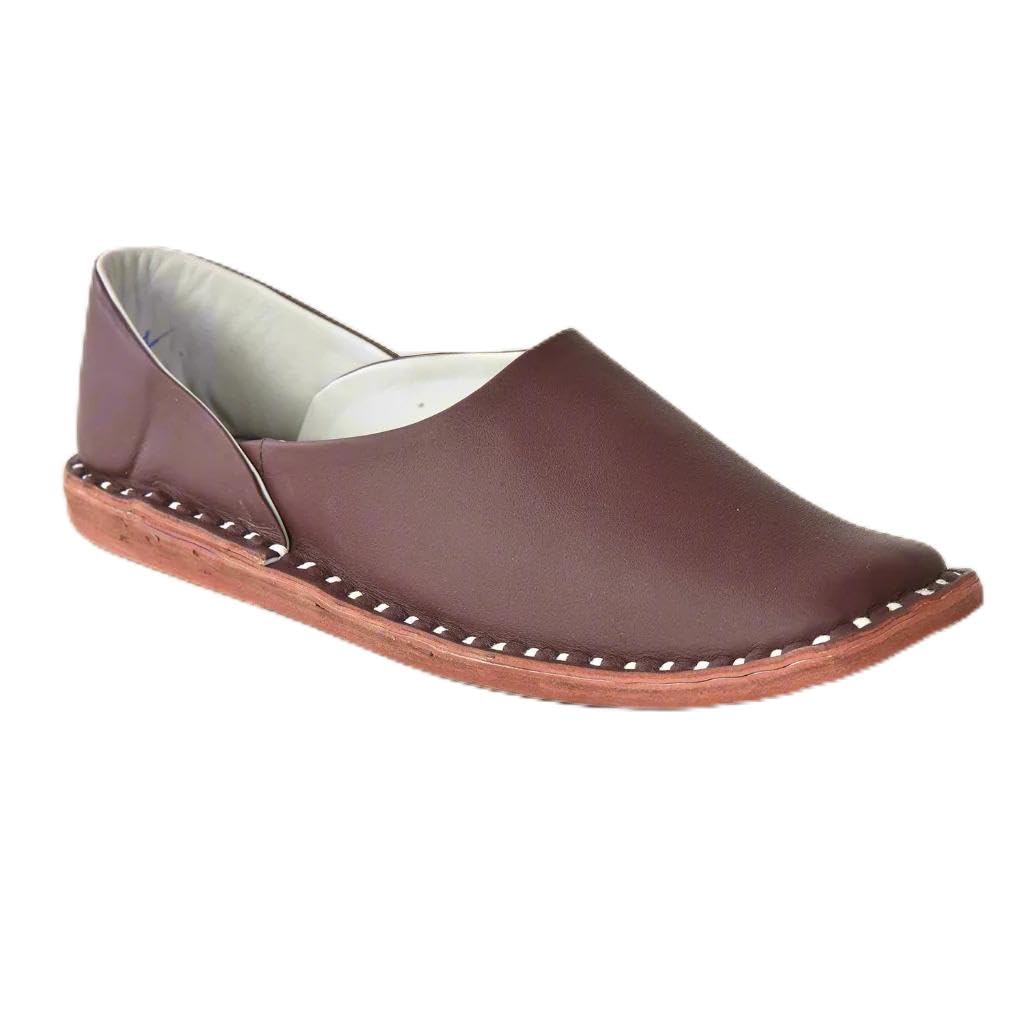 Leather Square Toe Jutis for Men in Brown-picture-20