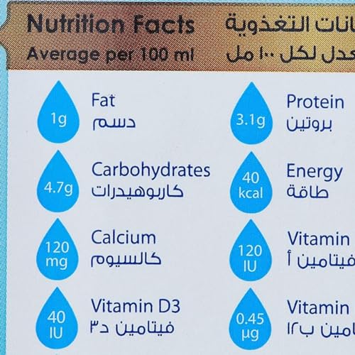 حليب تيترا قليل الدسم يو اتش تي من ناديك، 4 × 1 لتر - عبوة من قطعة واحدة