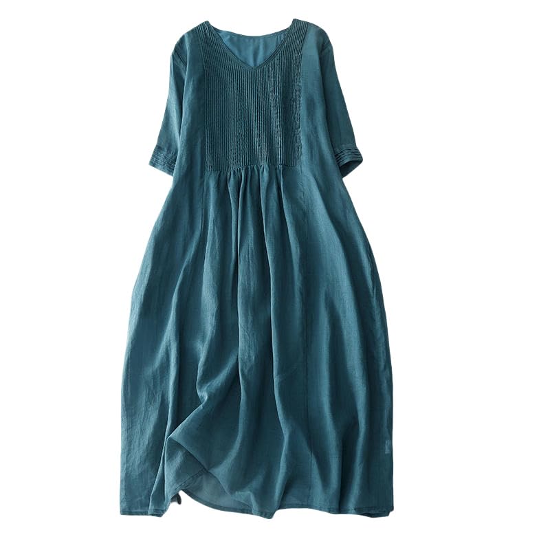 Robe longue vacances et sorties artistiques au style rétro fluide