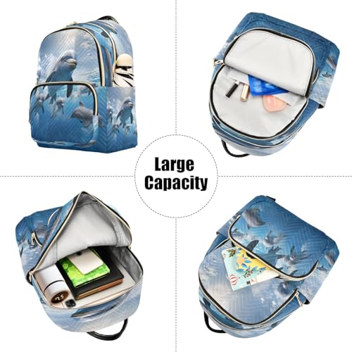 Image of ALAZA Ocean Fish Dolphin Sky Women Backpack Purse Ladies Fashion Shoulder Bag Daypack Travel Bag 10L