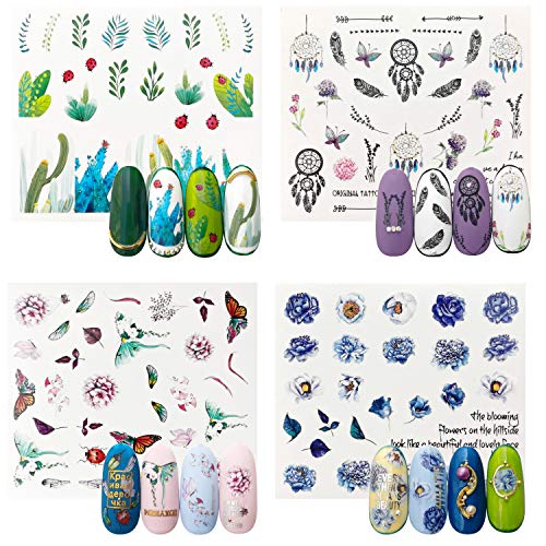 PHOGARY 60 Sheets Flower Nail Decals (Wasserrutsche Nagelaufkleber) für Frauen Mädchen Gel Nails Art Design - Flower… – Bild 5