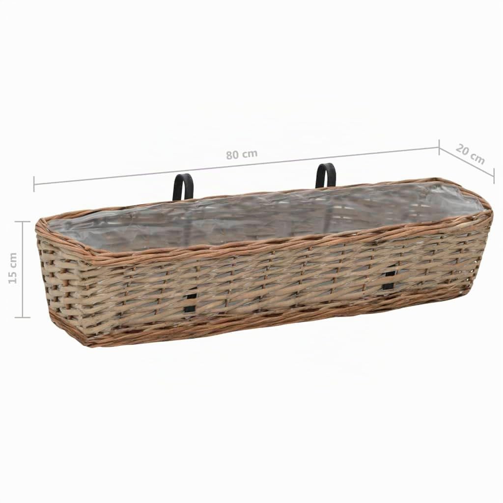 vidaXL 2X Fioriere da Balcone Vaso Giardino Giardinaggio Porta Fiori Cachepot Portavaso Fiori Giardiniera 80x20x15 cm in Vimini con Rivestimento PE