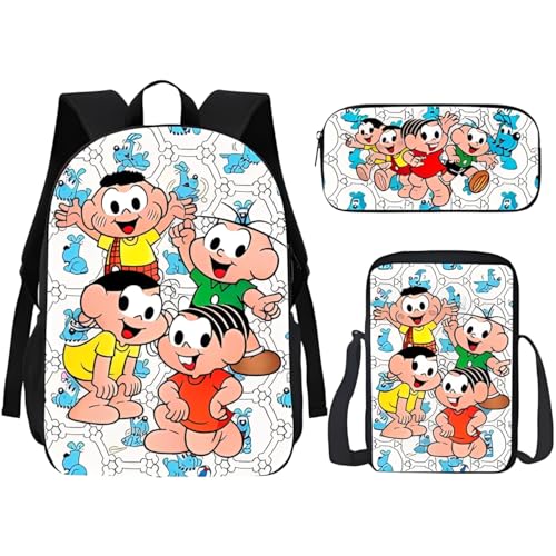 Kit Mochila Com Lancheira E Estojo Escolar Volta as Aulas Desenhos Gibi Turma De Amigos