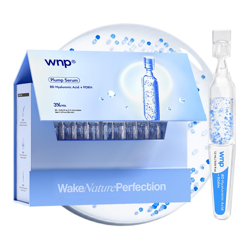 WNP Plump PDRN 8D Hyaluronic Acid Serum Tubes Anti Aging Microneedling Aftercare Salmon DNA Brightening Radiant Moisturizing Hydrating Repair Firming Sensitive Dry Skin 30 Vials 1.22 fl oz