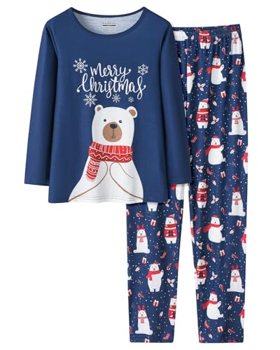 Image of Tie Dye Mermaid Sloth Christmas Halloween Pajamas for Girls Long Sleeve and Pants Nighty PJS 2-piece Set Size 6-16