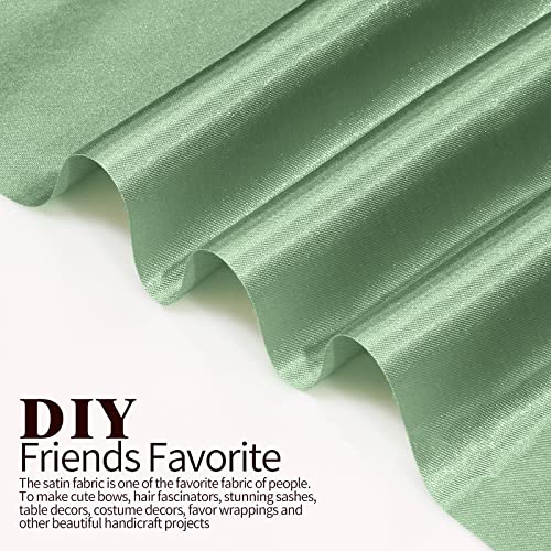 image for Horbaunal Sage Green Satin Fabric 60 Inch Wide by The Yard, Soft Charm