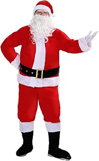 EraSpooky Herren Weihnachtsmann Kostüme Erwachsene Weihnachtsmann Anzug Deluxe Kostüm Rot