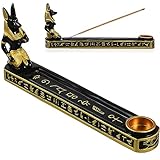 Incense Holder, Stick Egyptian God Anubis Statue Censer Plate, Resin Holder Home Office Decoration for Sticks, Cones, 26x11cm (8U172CFME1058OQV)