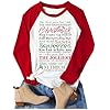 Christmas Shirts for Women Christmas Family Tees Funny Christmas Holiday Long Sleeve Shirts Vacation Outfits Tops 2025(Large,Red)