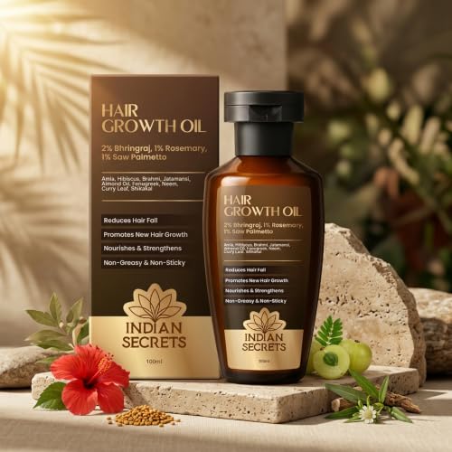 Image of Ayurvedic Hair Oil for Hair Growth | Bhringraj, Amla, Brahmi, Rosemary, Saw Palmetto | Comb Applicator Bottle for Men & Women, 100 ml