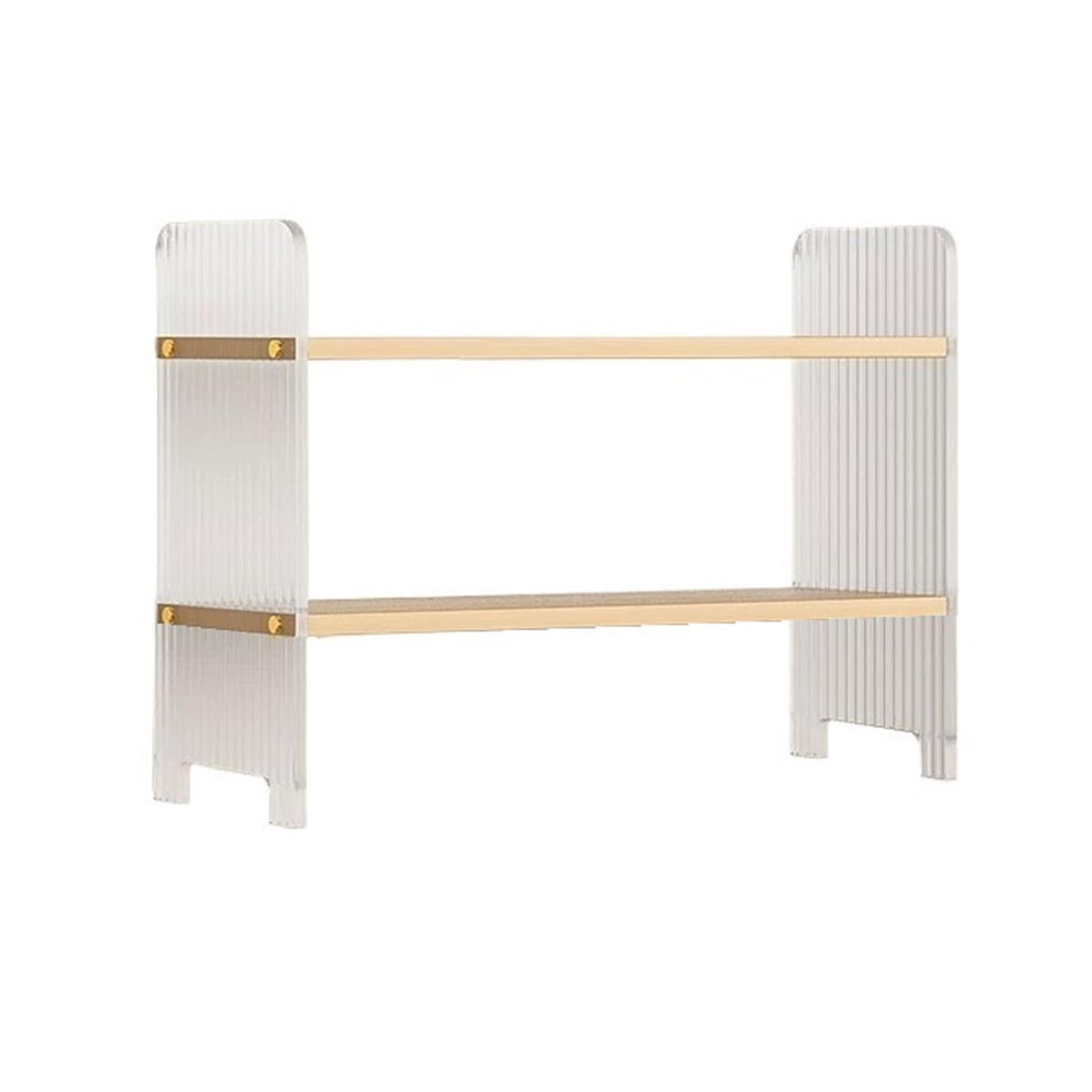 Lizhuzhuzs28 Bookcase Shelf 2-Tier Countertop Open Small Bookshelf Density Board Acrylic Home Decorate Storage Rack Bookshelf Display