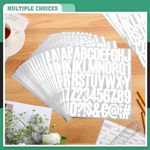 Image of Qilery 32 Sheets 2 Inch Letter and Number Stickers Self Adhesive Vinyl Letters Alphabet Stickers Big Font Letters Number Tags for School Classroom Home Mailbox Decor (White)