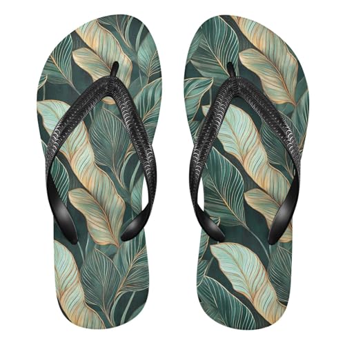 Elegant Leaf Flip Flop Sandal for Women Men, Casual Beach Slippers Indoor Outdoor XS