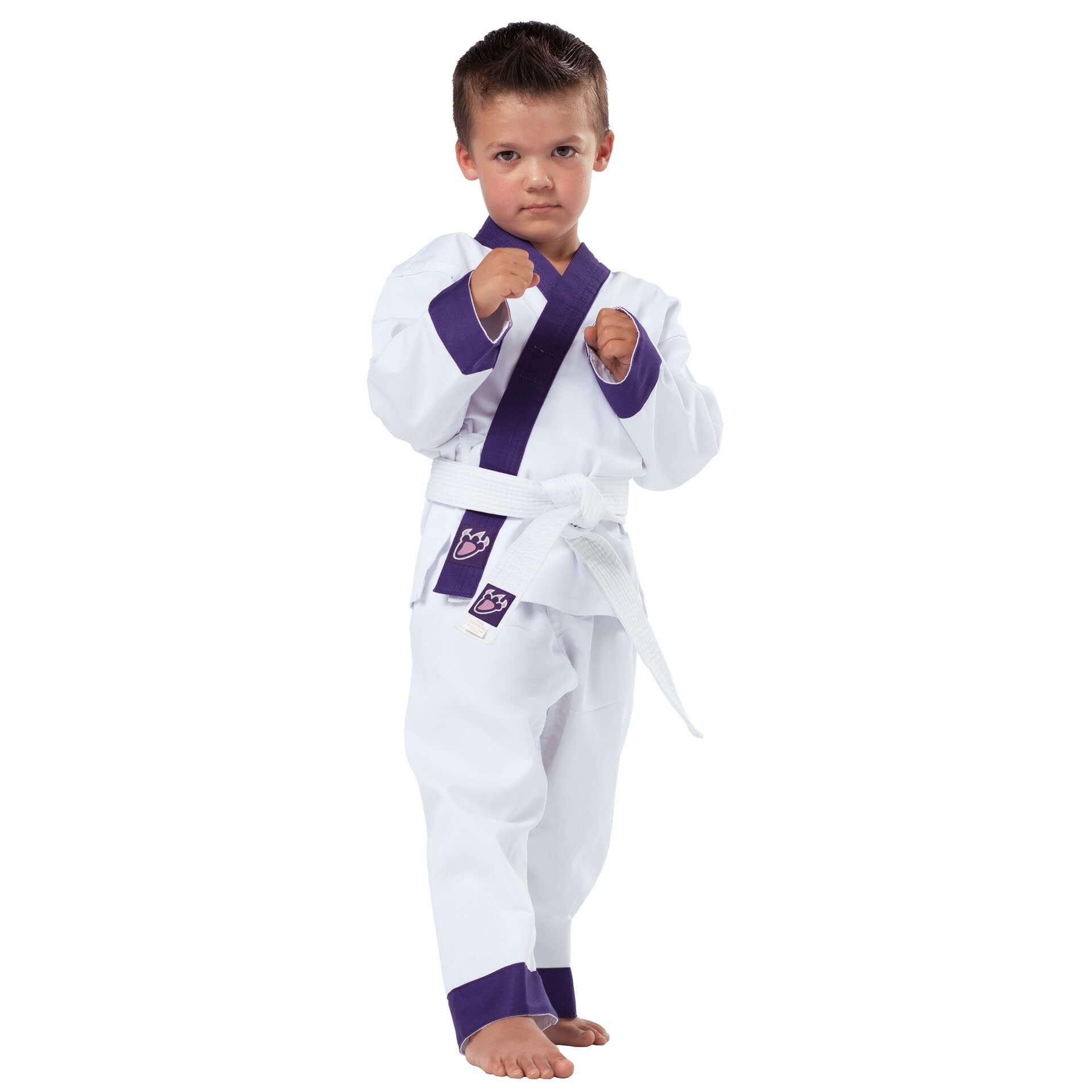 Abito Da Karate Kwon DanRho - Drago Bianco Con Risvolto Viola, Cotone, Per Taekwondo - Foto 9
