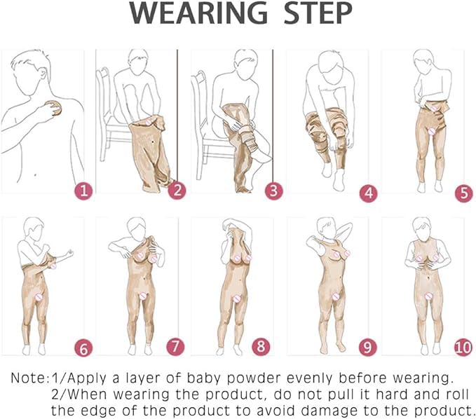 Image of Silicone Bodysuit With Breast Plate With Legs Can Pee and Inserted For C Cup For Crossdress Transgender Drag Queen (Silicone filled, Brown)