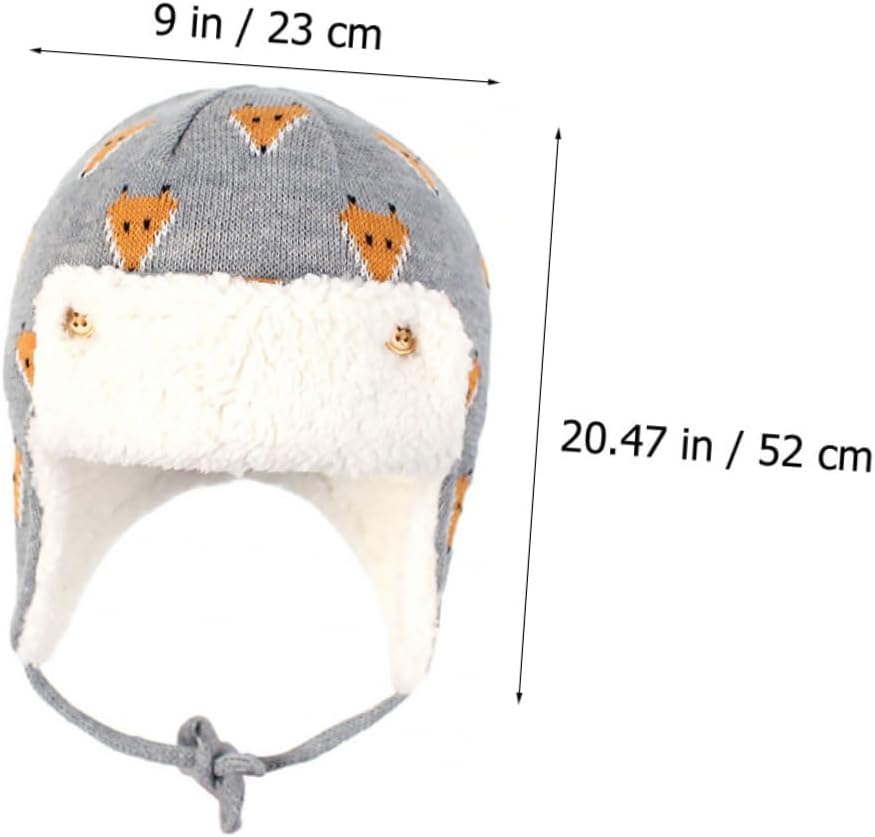 VALICLUD Warm Winter Hat for Boy Girl Boys and Girls Cotton Earmuffs Hat Ear Flaps Cap Grey