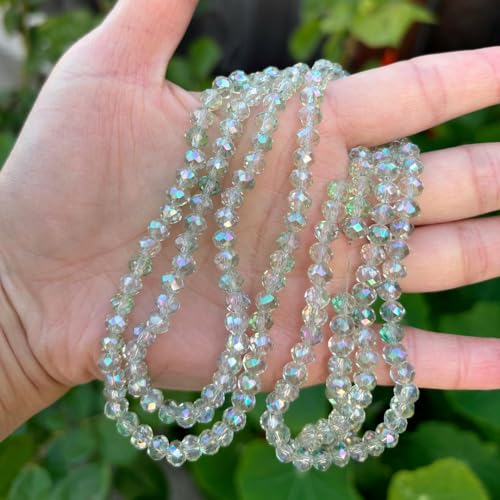 Image of 500pcs Czech Faceted Rondelle Crystal Glass Beads 6mm Bulk Light Green Shimmer